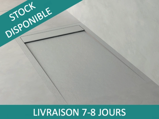 Receveur de douche caniveau, LIVRAISON RAPIDE EN 7-8 JOURS -  Extra plat, Largeur 100 à 200 cm x 70 à 90 cm, couleurs aux choix, Résine anti glissant PN24, finition ardoise